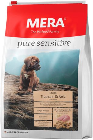 Mera Pure Sensitive Dog Junior Truthahn & Reis для щенков всех пород с чувствительным пищеварением с индейкой и рисом (4 кг)