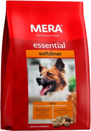 Mera Essential Dog Adult Softdiner для взрослых собак всех пород с повышенным уровнем активности с птицей (12,5 кг)