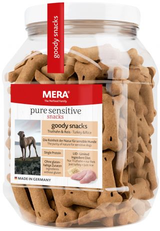 Лакомство Mera Pure Sensitive Goody Snacs Truthahn & Reiseis для собак с чувствительным пищеварением снеки с индейкой и рисом 600 гр (1 шт)