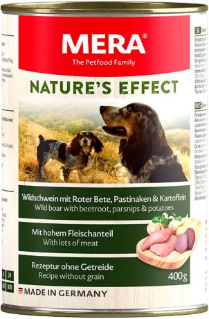 Mera Nature's Effect Dog Wildschweinmit, Roter Bete, Pastinaken & Kartoffeln беззерновой для взрослых собак всех пород с кабаном, свеклой, пастернаком и картофелем (200 гр)