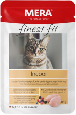 Mera Finest Fit Cat Indoor для взрослых кошек живущих дома с птицей 85 гр (85 гр х 12 шт)