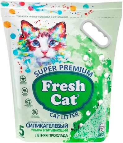 Fresh Cat кристаллы чистоты наполнитель силикагелевый для туалета кошек без запаха (5 л)