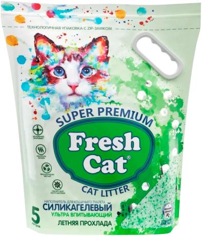 Fresh Cat летняя прохлада наполнитель силикагелевый для туалета кошек с ароматизатором (5 л)