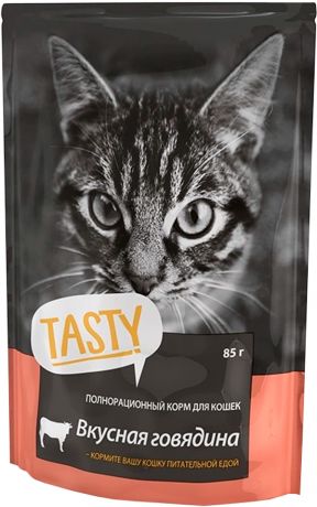 Tasty для кошек с говядиной в желе 85 гр (85 гр х 25 шт)