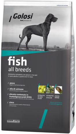 Golosi Fish All Breeds для взрослых собак всех пород с рыбой и рисом (20 + 20 кг)