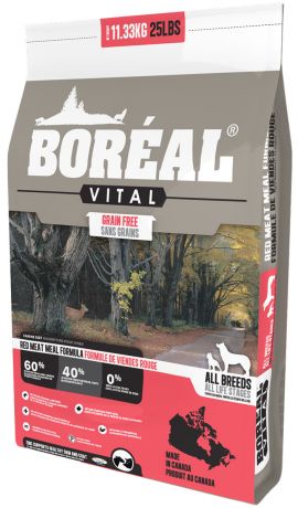 Boreal Vital Dog беззерновой для собак и щенков всех пород с красным мясом (11,33 кг)