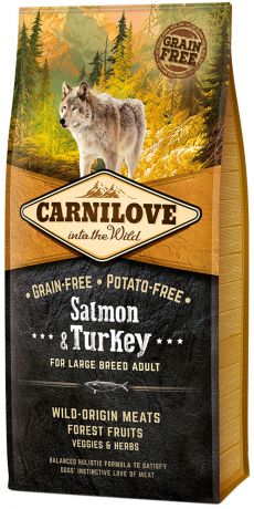 Brit Carnilove Dog Adult Large Breed Salmon & Turkey беззерновой для взрослых собак крупных пород с лососем и индейкой (12 + 12 кг)