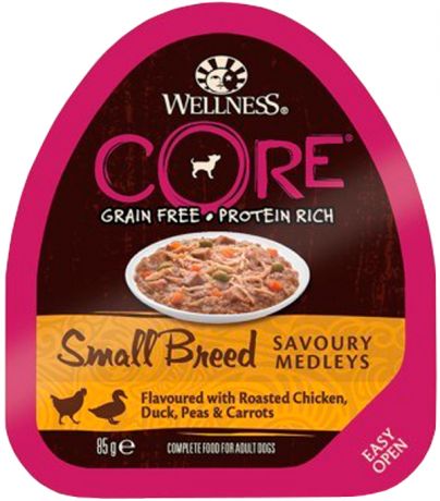 Wellness Core Dog для взрослых собак маленьких пород попурри с курицей, уткой, горохом и морковью 85 гр (85 гр х 12 шт)