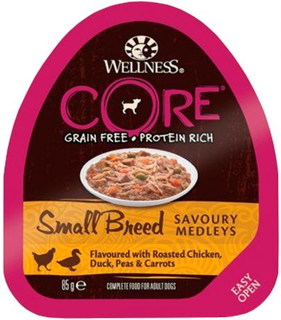 Wellness Core Dog для взрослых собак маленьких пород попурри с курицей, уткой, горохом и морковью 85 гр (85 гр)