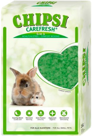 Chipsi CareFresh Forest Green наполнитель-подстилка натуральный на бумажной основе для мелких домашних животных и птиц зеленый (14 л)