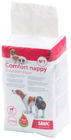 Подгузники для собак Savic Comfort Nappy № 1 32 - 42 см 12 шт (1 шт)