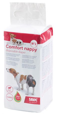Подгузники для собак Savic Comfort Nappy № 2 34 - 44 см 12 шт ( 1 шт)