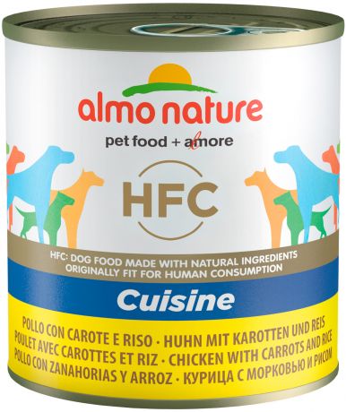 Almo Nature Dog Cuisine Hfc для взрослых собак с курицей, морковью и рисом по-домашнему (280 гр)
