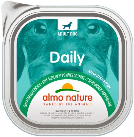 Almo Nature Dog Daily Menu для взрослых собак с ягненком и картофелем (100 гр х 32 шт)