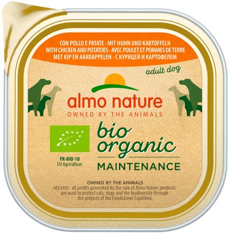 Almo Nature Dog Daily Menu Bio Organic для взрослых собак паштет с курицей и картофелем 300 гр (300 гр х 9 шт)