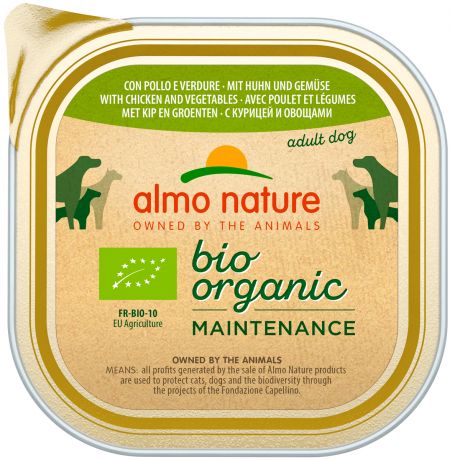 Almo Nature Dog Daily Menu Bio Organic для взрослых собак паштет с курицей и овощами (300 гр х 9 шт)