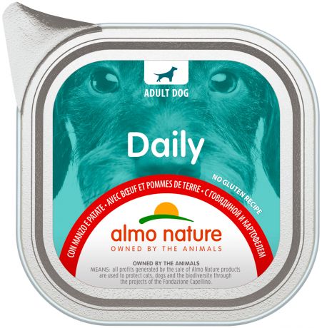 Almo Nature Dog Daily Menu для взрослых собак паштет с говядиной и картофелем (100 гр)