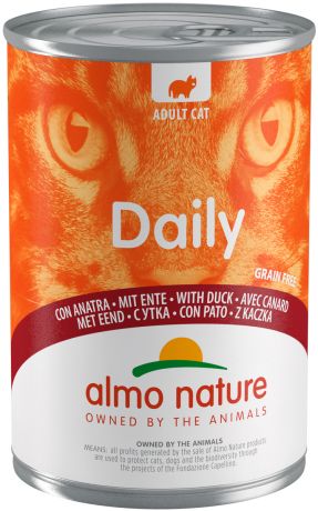 Almo Nature Cat Daily Menu беззерновые для взрослых кошек с уткой 400 гр (400 гр х 12 шт)