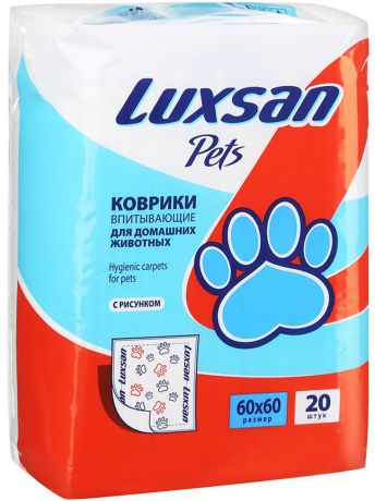 Пеленки впитывающие для собак c рисунком Luxsan Premium 60 х 60 см 20 шт (1 шт)