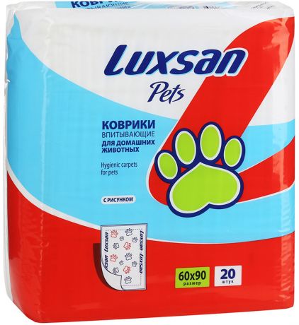 Пеленки впитывающие для собак c рисунком Luxsan Premium 60 х 90 см 20 шт (1 шт)