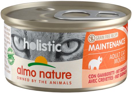 Almo Nature Cat Holistic Maintenance беззерновые для взрослых кошек мусс с креветками 85 гр (85 гр)