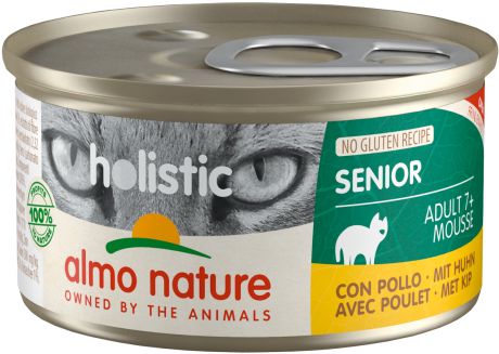 Almo Nature Cat Holistic Senior безглютеновые для пожилых кошек мусс с курицей 85 гр (85 гр)