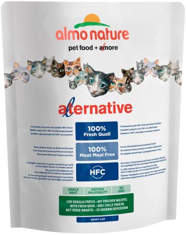 Almo Nature Alternative Fresh Quail 50 % мяса для взрослых кошек с перепелкой (2 кг)