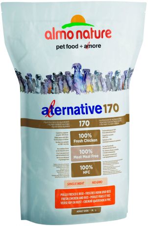 Almo Nature Alternative Fresh Chicken & Rice M-l 50 % мяса для взрослых собак средних и крупных пород с курицей и рисом (9,5 кг)