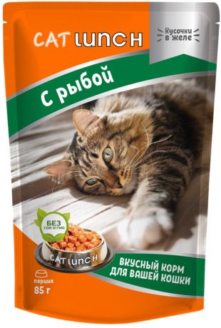 Cat Lunch для взрослых кошек с рыбой в желе 85 гр (85 гр)