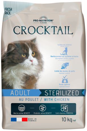 Flatazor Crocktail Adult Sterilised Chicken для взрослых кастрированных котов и стерилизованных кошек с курицей (10 + 10 кг)