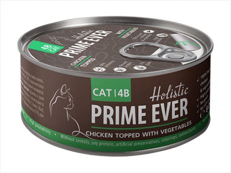 Prime Ever Chicken Topped With Vegetables холистик для кошек и котят с цыпленком и овощами в желе 80 гр (80 гр)