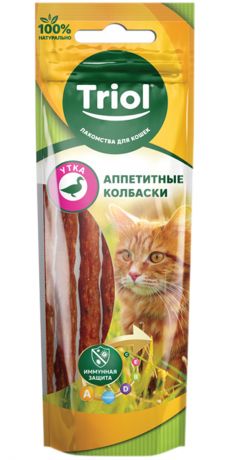 Лакомство Triol для кошек колбаски аппетитные с уткой 40 гр (1 шт)