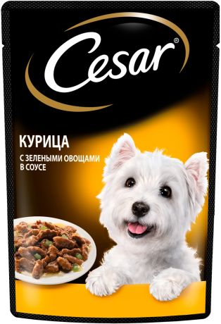 Cesar для взрослых собак маленьких пород с курицей и зелеными овощами 85 гр (85 гр х 28 шт)