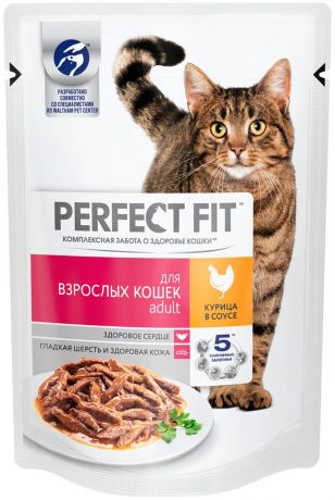 Perfect Fit Adult для взрослых кошек с курицей в соусе 85 гр (85 гр х 24 шт)