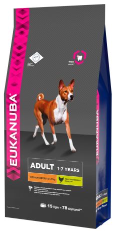 Eukanuba Adult Medium Breed для взрослых собак средних пород (15 кг)