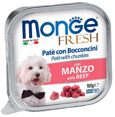Monge Dog Fresh для взрослых собак паштет с говядиной 100 гр (100 гр х 32 шт)