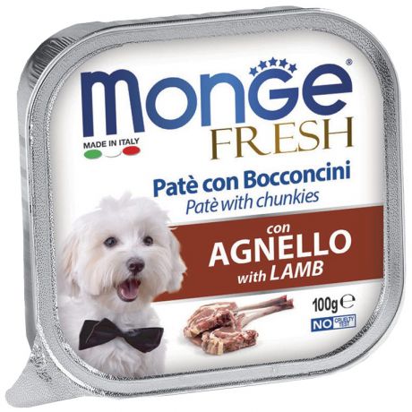 Monge Dog Fresh для взрослых собак паштет с ягненком 100 гр (100 гр х 32 шт)