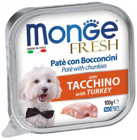 Monge Dog Fresh для взрослых собак паштет с индейкой 100 гр (100 гр х 32 шт)