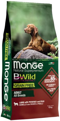 Monge Bwild Dog Adult All Breeds Grain Free беззерновой для взрослых собак всех пород с ягненком, горохом и картофелем (2,5 + 2,5 кг)