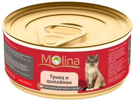 Molina для взрослых кошек с тунцом и цыпленком в желе 80 гр (80 гр х 12 шт)