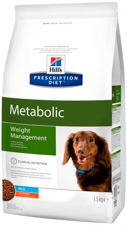 Hill's Prescription Diet Metabolic Mini для взрослых собак маленьких пород контроль и коррекция веса (1,5 кг)