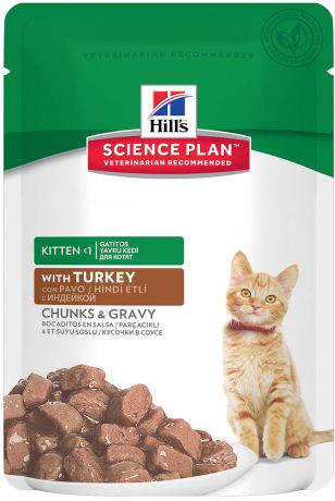 Hill’s Science Plan Feline Kitten Turkey для котят с индейкой в соусе 85 гр (85 гр х 12 шт)