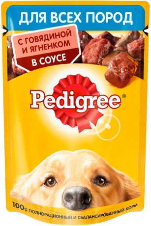 Pedigree для взрослых собак с говядиной и ягненком в соусе пауч 85 гр (85 гр х 28 шт)