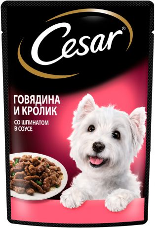 Cesar для взрослых собак маленьких пород с говядиной, кроликом и шпинатом 85 гр (85 гр х 28 шт)
