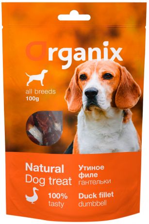 Лакомство Organix для взрослых собак всех пород гантельки утиные 100 гр (1 шт)