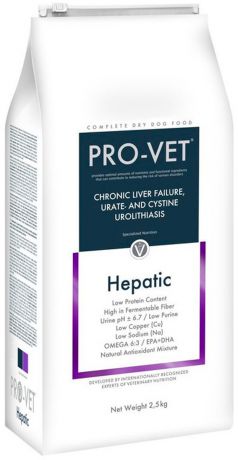 Pro-vet Dog Hepatic для взрослых собак при хронической печеночной недостаточности (2,5 кг)