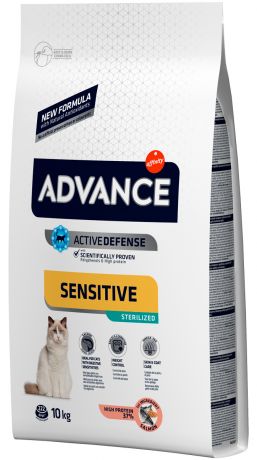 Advance Sterilized Sensitive Salmon & Barley для взрослых кастрированных котов и стерилизованных кошек при аллергии с лососем и ячменем (1,5 + 1,5 кг)