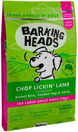 Barking Heads Мечты о ягненке для взрослых собак крупных пород с ягненком и рисом (18 + 18 кг)
