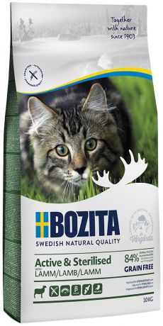 Bozita Active & Sterilised Grain Free Lamb беззерновой для активных кастрированных и стерилизованных взрослых котов и кошек с ягненком (10 кг)
