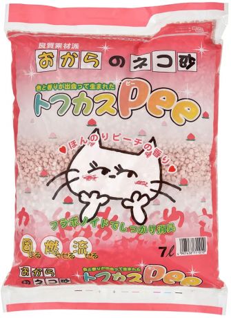 Наполнитель комкующийся Premium Pet Japan на основе тофу и натурального персика для туалета кошек (7 л)